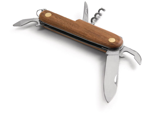 Navaja de bolsillo en madera con 5 funciones