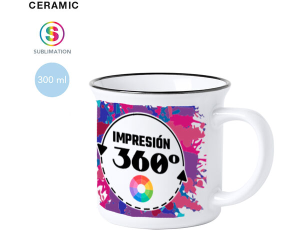 Taza de cerámica vintage impresa a todo color en 360º (300 ml)