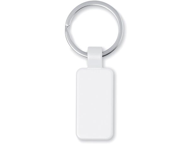 Llavero rectangular metalico personalizado blanco Llavero rectangular metalico personalizado blanco