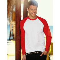 Camiseta long baseball fruit of the loom 160 grabada blanco rojo Camiseta long baseball fruit of the loom 160 grabada blanco rojo