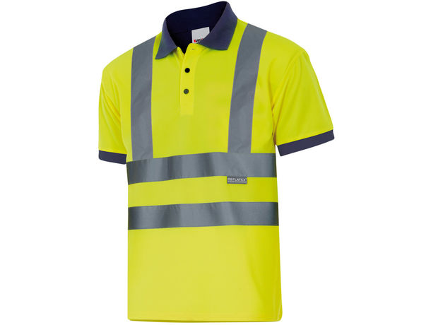 Polo bicolor alta visibilidad manga corta velilla personalizado Polo bicolor alta visibilidad manga corta velilla personalizado