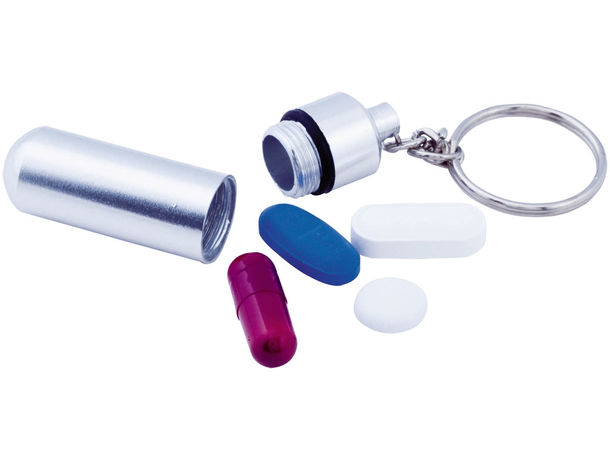 Llavero pastillero de aluminio personalizado Llavero pastillero de aluminio personalizado