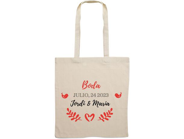 Bolsa de tela con diseño personalizado para regalar en tu boda