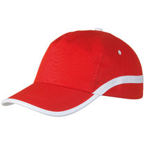 Gorra 5 paneles algodon con bandas contraste line con logo rojo blanco Gorra 5 paneles algodon con bandas contraste line con logo rojo blanco