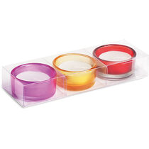 Set de 3 portavelas cristal personalizado multicolor Set de 3 portavelas cristal personalizado multicolor