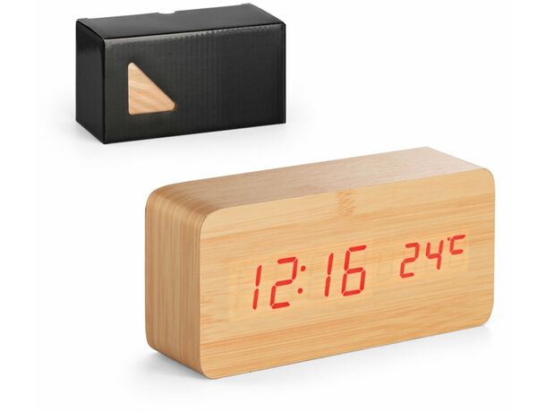 Reloj digital de madera personalizado, reloj despertador de madera