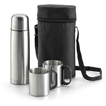 Termo de acero inox de 05 l y 2 tazas personalizado plata Termo de acero inox de 05 l y 2 tazas personalizado plata