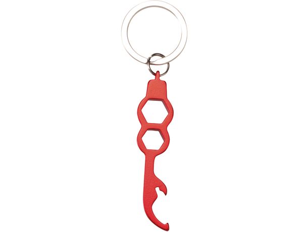 Llavero abridor 2 tuercas en aluminio barato rojo Llavero abridor 2 tuercas en aluminio barato rojo