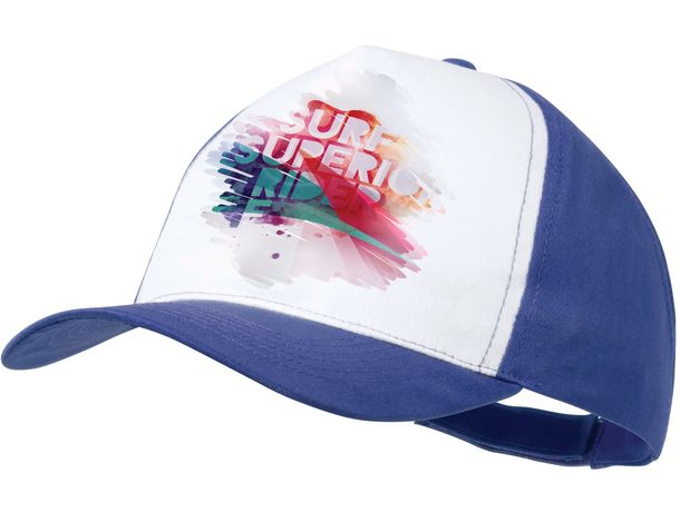 Gorra 5 paneles de poliester con panel frontal blanco sodel azul Gorra 5 paneles de poliester con panel frontal blanco sodel azul