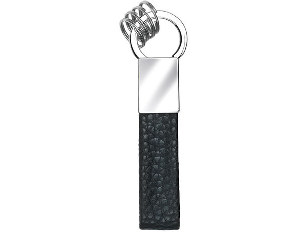 Llavero multi aros y cinta de piel pu personalizado negro Llavero multi aros y cinta de piel pu personalizado negro