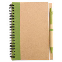 Libreta de papel reciclado y boli barata verde lima Libreta de papel reciclado y boli barata verde lima