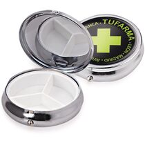 Pastillero metalico con espejo 3 divisiones personalizado Pastillero metalico con espejo 3 divisiones personalizado