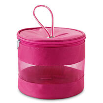 Neceser en microfibra y red con asa personalizado rosa Neceser en microfibra y red con asa personalizado rosa