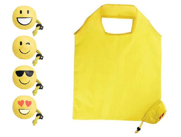 Bolsa plegable emoticono en poliester 190t personalizado Bolsa plegable emoticono en poliester 190t personalizado