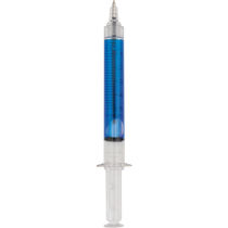 Boligrafo jeringuilla personalizado azul Boligrafo jeringuilla personalizado azul
