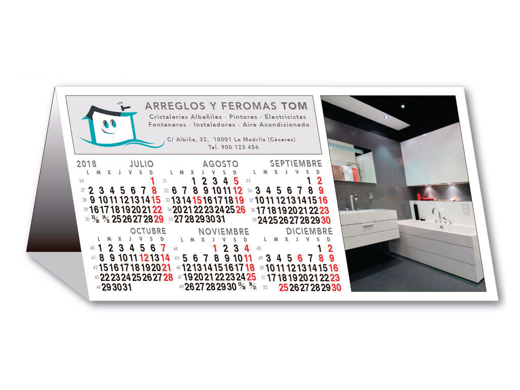 Calendario de mesa 2025 personalizado de cartón plastificado