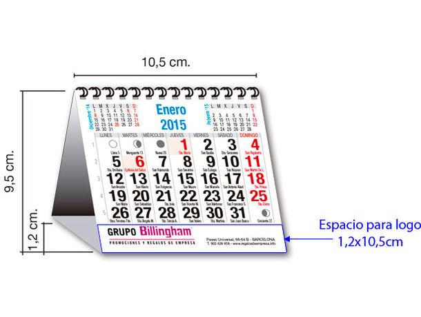 Calendario de mesa con espiral 10 5 x 9 5 cm personalizado
