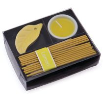 Set con vela e incienso personalizado amarillo Set con vela e incienso personalizado amarillo