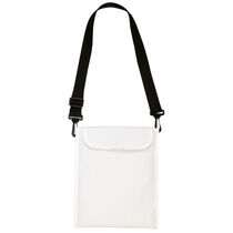 Funda ipad en poliester con bandolera personalizada blanco Funda ipad en poliester con bandolera personalizada blanco