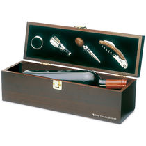Set vino 4 pzs caja de bambu para 1 botella personalizado