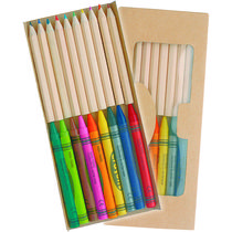 Set con lapices y ceras de colores 19 pzs personalizado Set con lapices y ceras de colores 19 pzs personalizado
