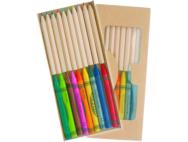 Set con lapices y ceras de colores 19 pzs personalizado Set con lapices y ceras de colores 19 pzs personalizado