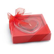 Vela con base de cristal forma corazon personalizada rojo Vela con base de cristal forma corazon personalizada rojo