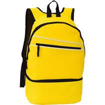 Mochila de poliester con zapatillero personalizada amarillo Mochila de poliester con zapatillero personalizada amarillo