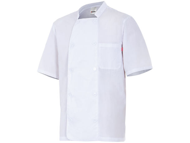Chaqueta cocinero manga corta con pliegues en espalda velilla personalizada Chaqueta cocinero manga corta con pliegues en espalda velilla personalizada