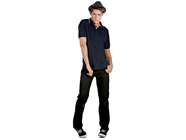 Polo pique cuello rayado tipped b c 180 personalizado marino blanco Polo pique cuello rayado tipped b c 180 personalizado marino blanco