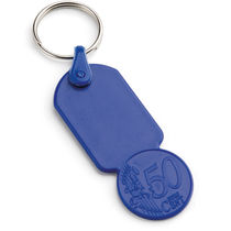 Llavero moneda de 0 50 en plastico personalizado azul Llavero moneda de 0 50 en plastico personalizado azul
