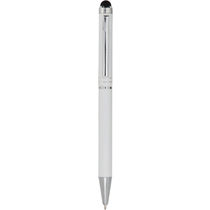 Boligrafo de aluminio con lapiz tactil personalizado blanco Boligrafo de aluminio con lapiz tactil personalizado blanco