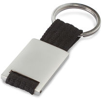 Llavero de metal con cinta de poliester economico negro Llavero de metal con cinta de poliester economico negro