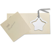 Marcador libro estrella con colgante y postal personalizado plata brillante Marcador libro estrella con colgante y postal personalizado plata brillante
