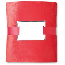 Manta polar de 2 capas grabada rojo Manta polar de 2 capas grabada rojo