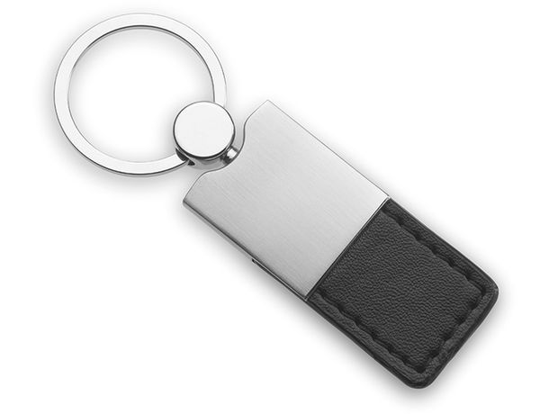 Llavero de metal con cinta de pu personalizado negro Llavero de metal con cinta de pu personalizado negro