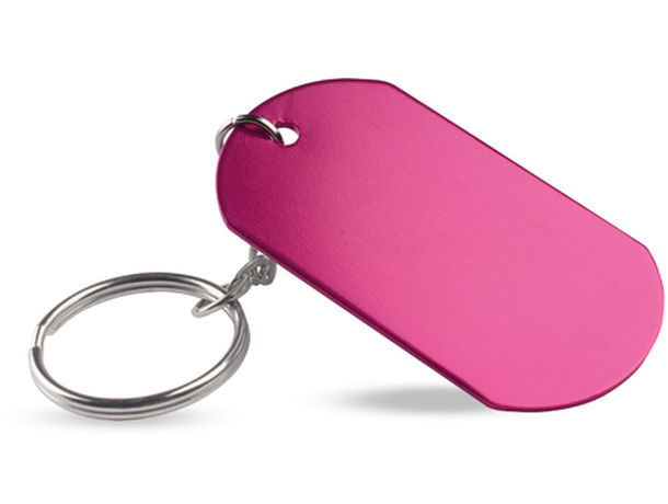 Llavero en placa hecho de metal personalizado fucsia Llavero en placa hecho de metal personalizado fucsia
