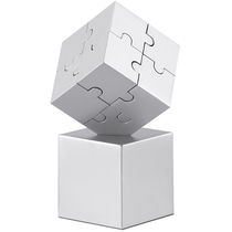Puzzle 3d metalico pisapapeles y decora personalizado plata mate