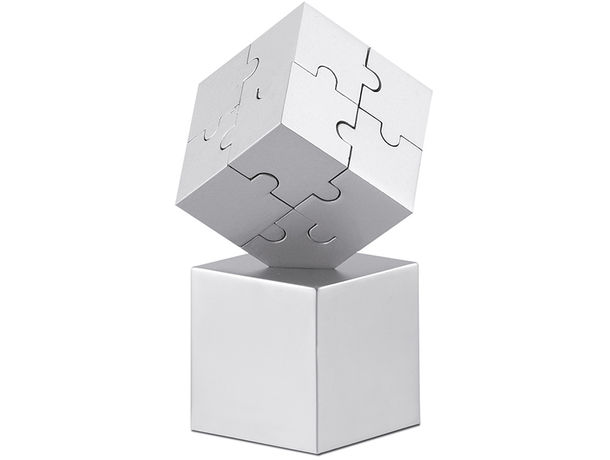 Puzzle 3d metalico pisapapeles y decora personalizado plata mate Puzzle 3d metalico pisapapeles y decora personalizado plata mate