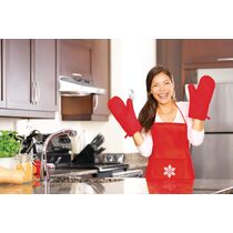 Delantal en non woven copo de nieve personalizado rojo Delantal en non woven copo de nieve personalizado rojo