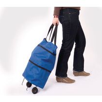 Bolsa extensible y convertible en carro personalizada azul Bolsa extensible y convertible en carro personalizada azul