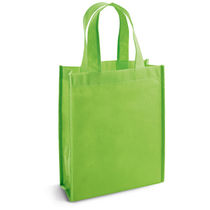 Bolsa pequena de non woven asas cortas grabada verde claro Bolsa pequena de non woven asas cortas grabada verde claro