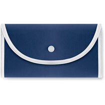 Bolsa plegable en non woven ribete blanco personalizada azul Bolsa plegable en non woven ribete blanco personalizada azul