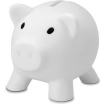 Hucha de cerdito en pvc con tapon grabada blanco Hucha de cerdito en pvc con tapon grabada blanco