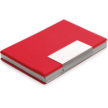 Tarjetero en aluminio y polipiel apertura clip personalizado rojo Tarjetero en aluminio y polipiel apertura clip personalizado rojo