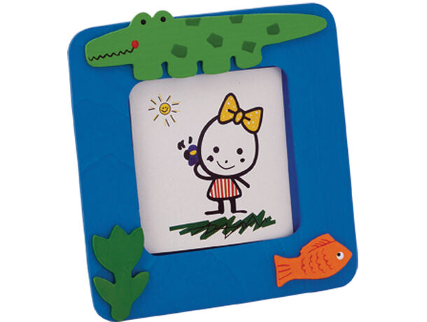 Portafotos infantil de madera en color personalizado azul Portafotos infantil de madera en color personalizado azul