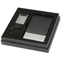 Set llavero y tarjetero en caja negra personalizado Set llavero y tarjetero en caja negra personalizado