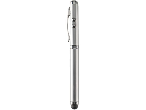 Boligrafo de metal con laser linterna y lapiz tactil economico plata mate Boligrafo de metal con laser linterna y lapiz tactil economico plata mate