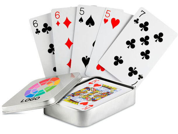 Juego de cartas poker en caja metal