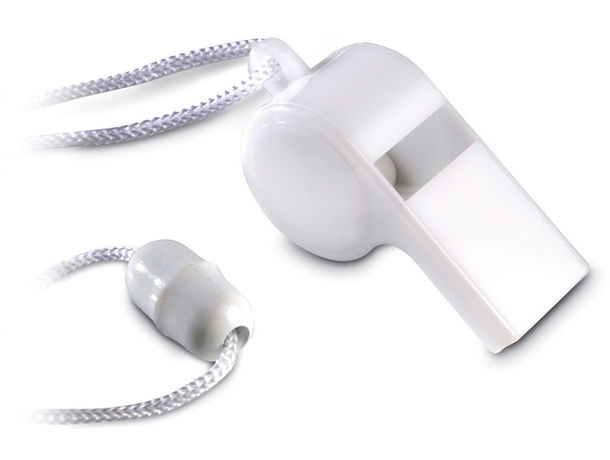 Silbato clasico con cordon seguridad personalizado blanco Silbato clasico con cordon seguridad personalizado blanco